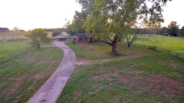 aerial view featuring a rural view