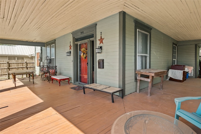 wooden deck with covered porch