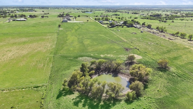 aerial view featuring a water view and a rural view