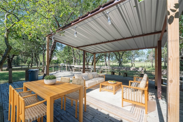 deck featuring outdoor lounge area