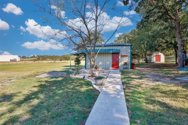 exterior space with a yard