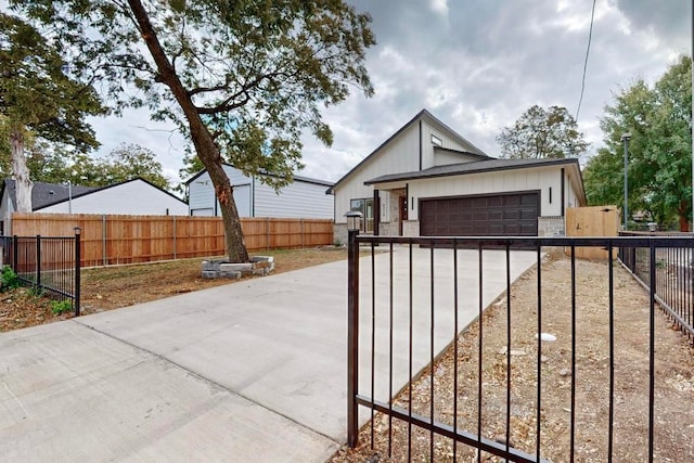 exterior space featuring a garage