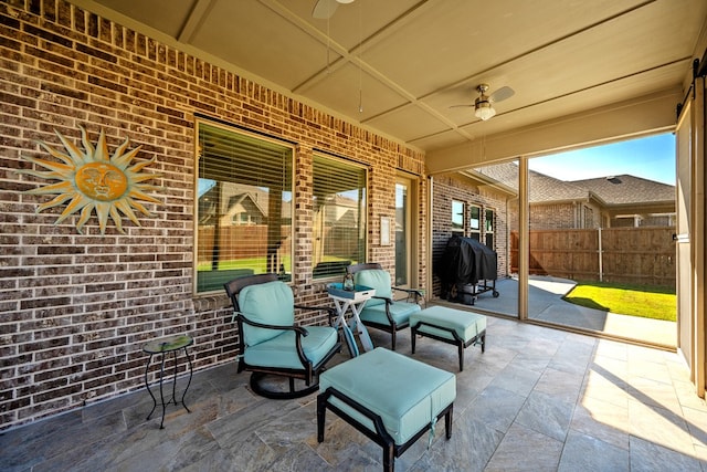 view of patio / terrace with ceiling fan