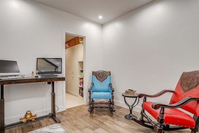 home office featuring light hardwood / wood-style flooring