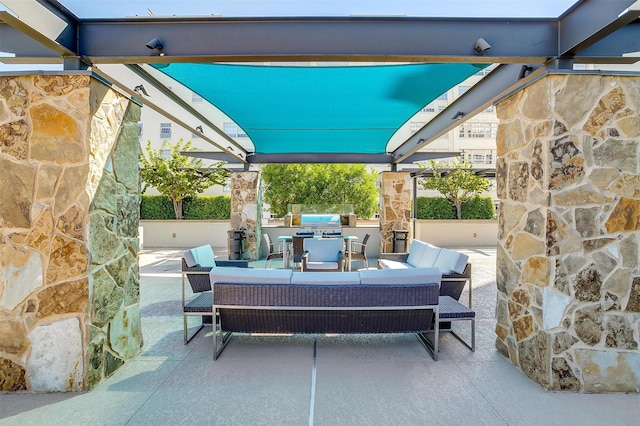 2600 W 7th St Unit 2746, Fort Worth, TX 76107 - view of patio / terrace featuring an outdoor hangout area and an outdoor kitchen