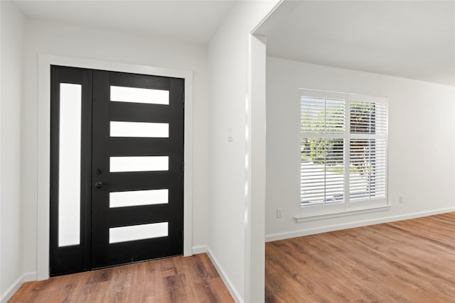 entrance foyer with wood finished floors and baseboards