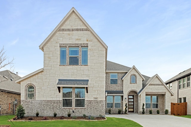 view of front facade featuring a front yard