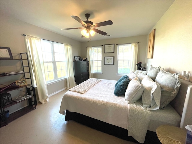 bedroom featuring ceiling fan