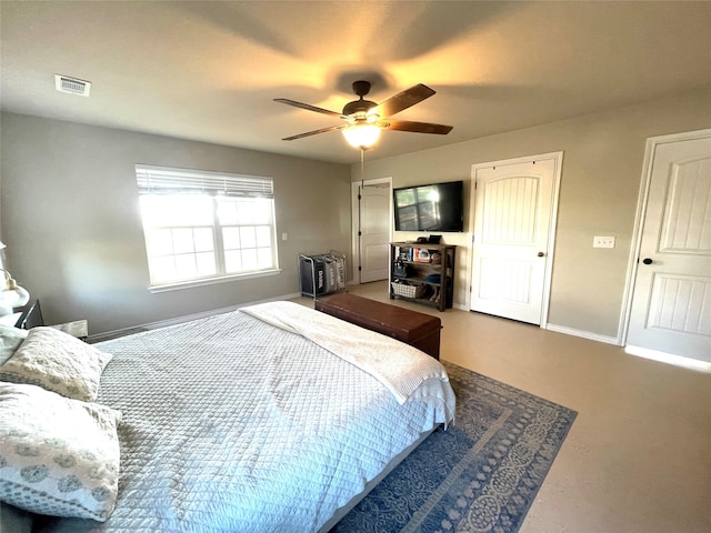 bedroom featuring ceiling fan