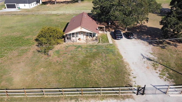 drone / aerial view with a rural view