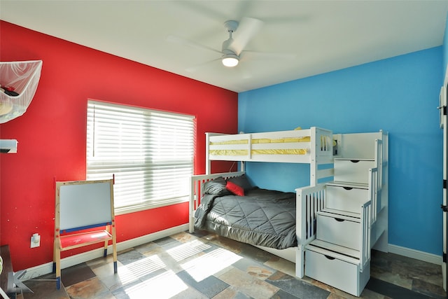 bedroom featuring ceiling fan