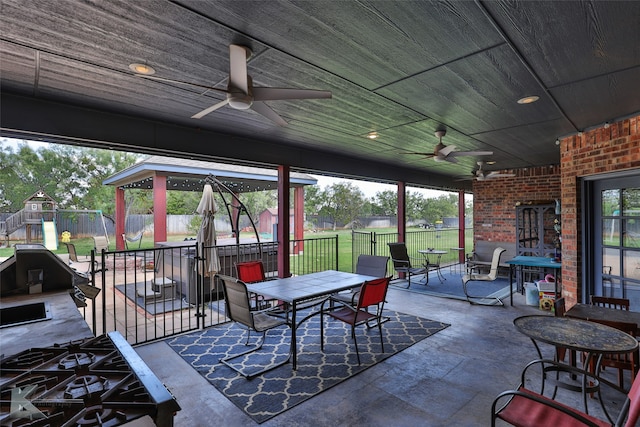 view of patio / terrace with ceiling fan