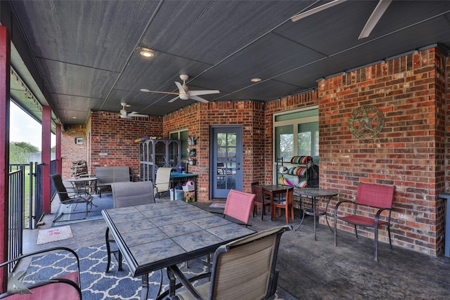 view of patio with ceiling fan