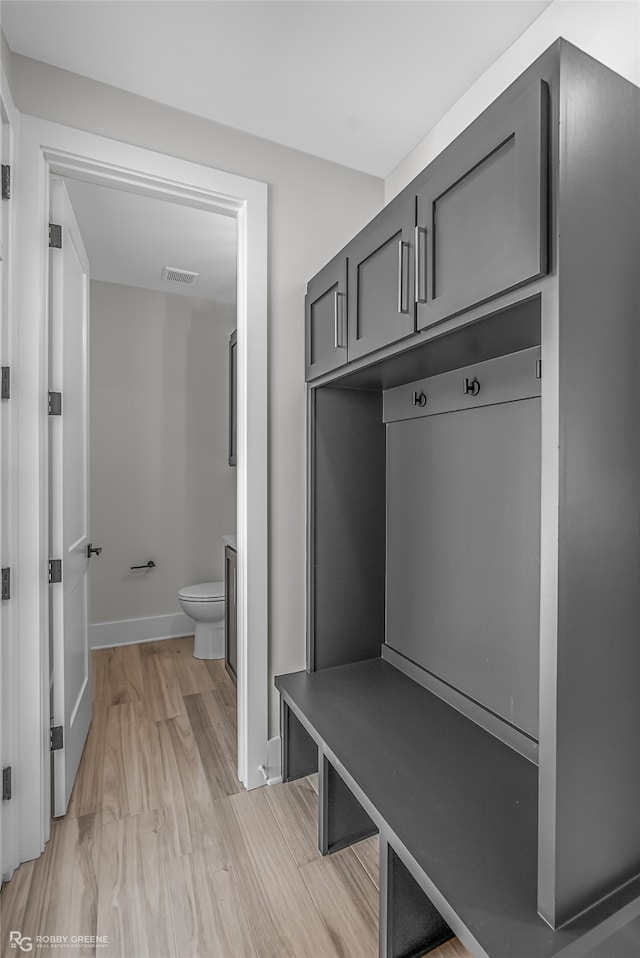 mudroom featuring light wood-type flooring