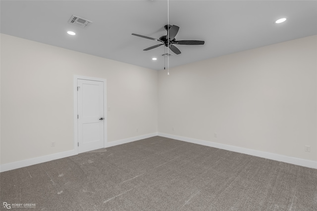 carpeted empty room with ceiling fan