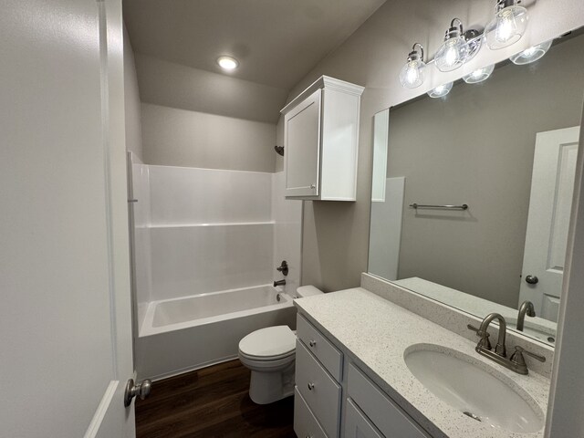 5793 Bunker Way, Blanchard, LA 71107 - full bath featuring toilet, vanity, wood finished floors, and shower / bathing tub combination