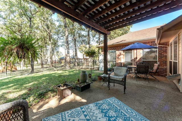 view of patio / terrace with a pergola