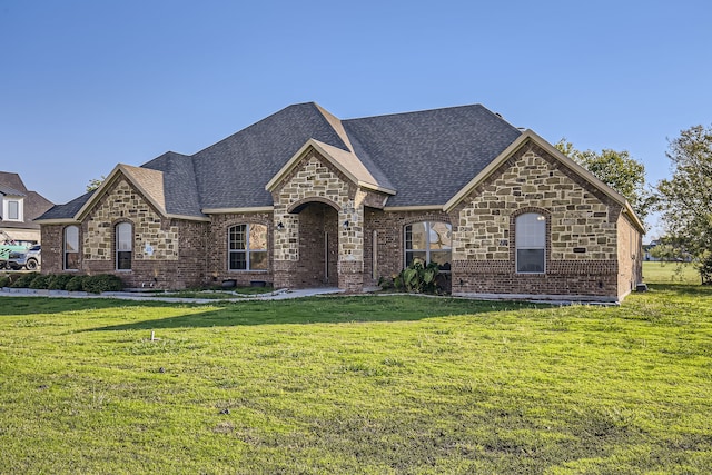 french country style house with a front yard