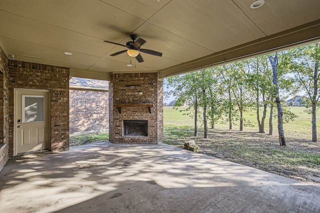 view of patio / terrace featuring ceiling fan