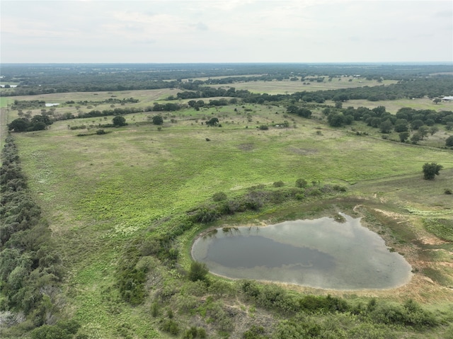 aerial view featuring a water view and a rural view