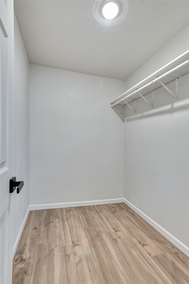 walk in closet with hardwood / wood-style flooring