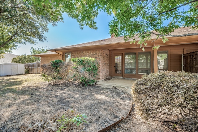 property entrance with a patio