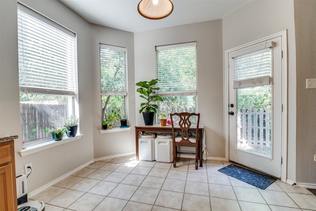 entryway featuring light tile patterned floors and a healthy amount of sunlight