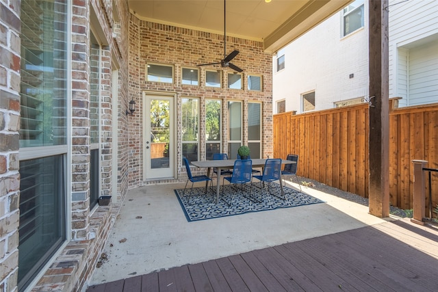 deck featuring ceiling fan