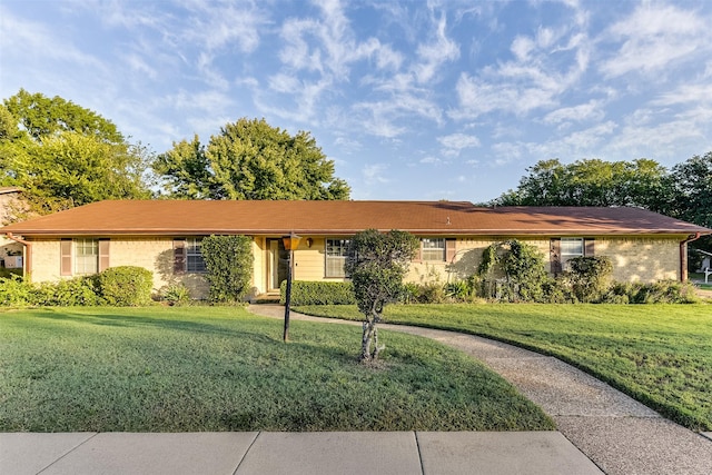 ranch-style home featuring a front yard