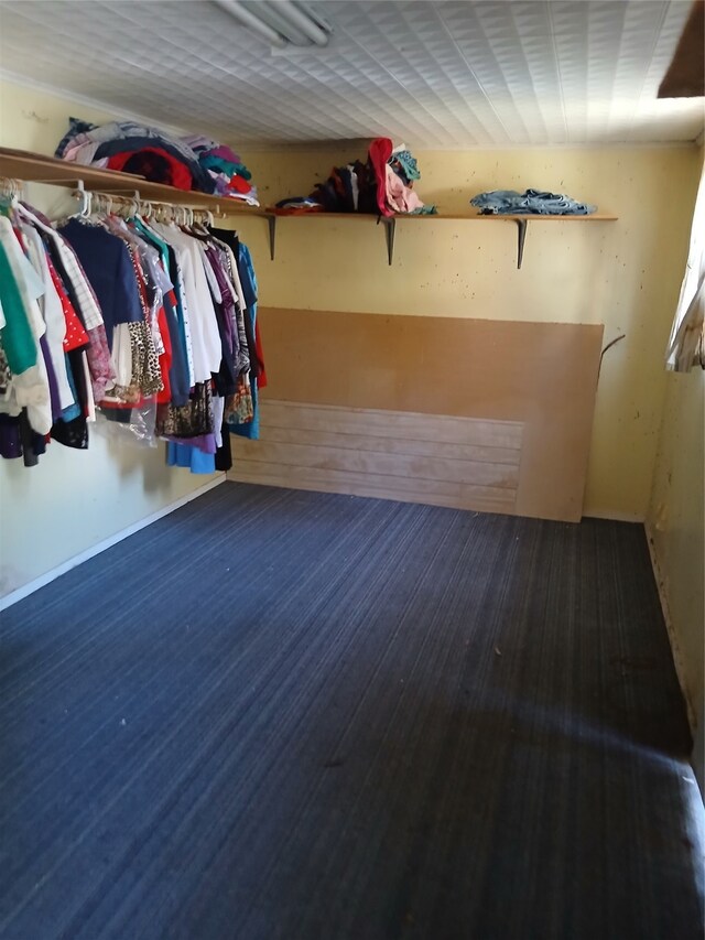 spacious closet with dark wood-type flooring