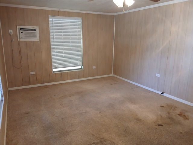 empty room with a wall mounted AC and carpet flooring