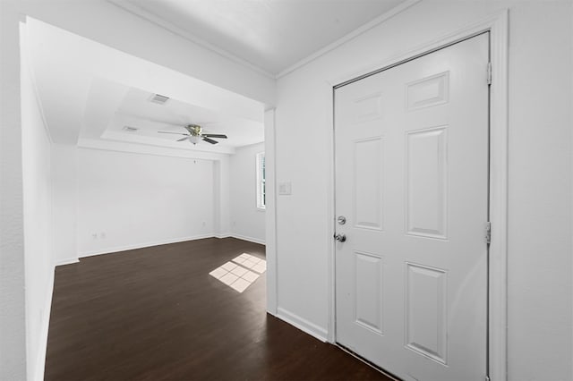 corridor featuring dark wood-type flooring