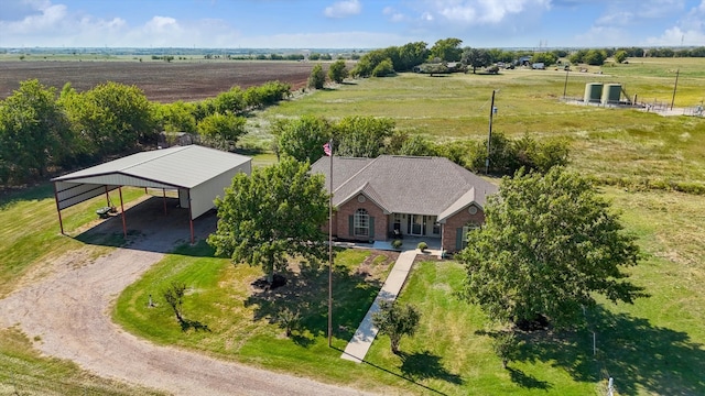 drone / aerial view with a rural view