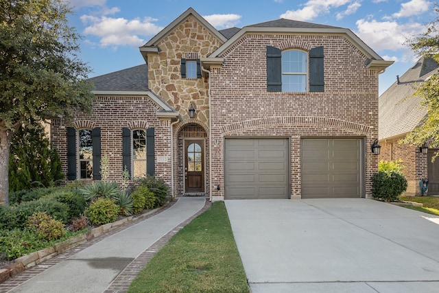 front facade with a garage