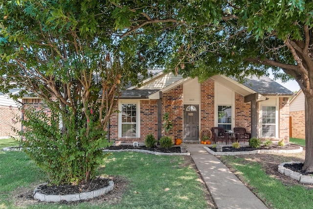 view of front of property with a front lawn