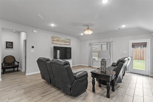 living room featuring light wood-type flooring