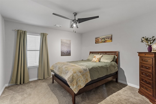 bedroom with carpet floors and ceiling fan