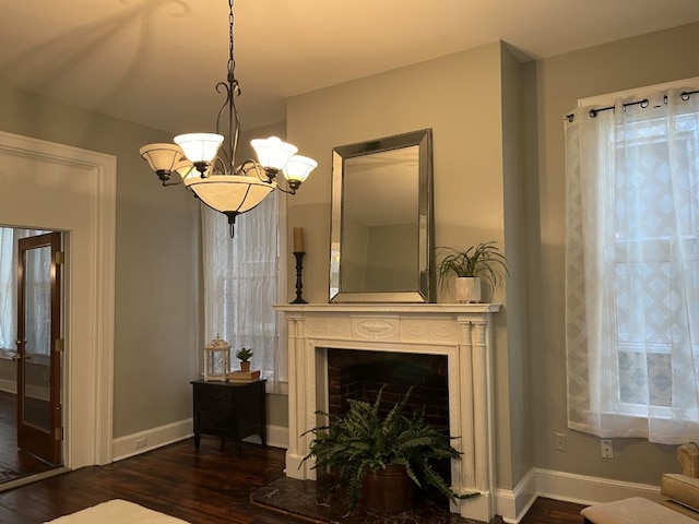 interior space with dark hardwood / wood-style floors