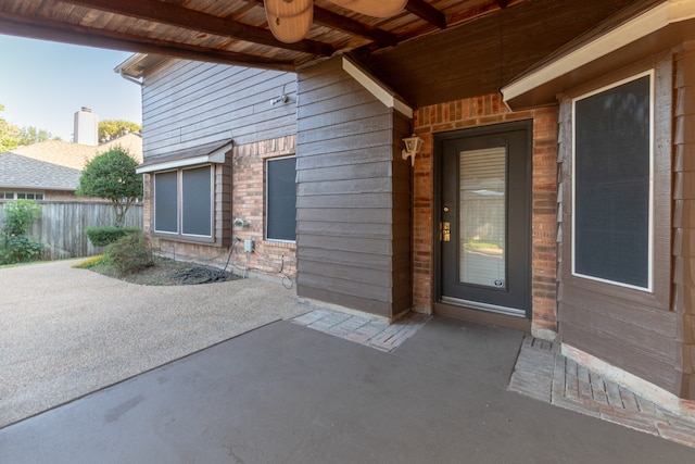 doorway to property featuring a patio