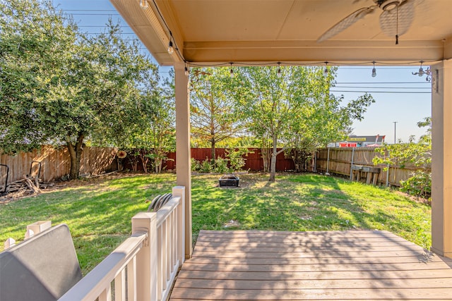 deck featuring a lawn