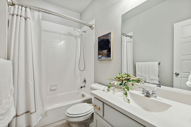 full bathroom featuring vanity, toilet, and shower / bath combo