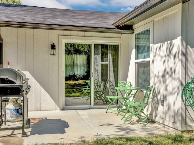 doorway to property featuring a patio