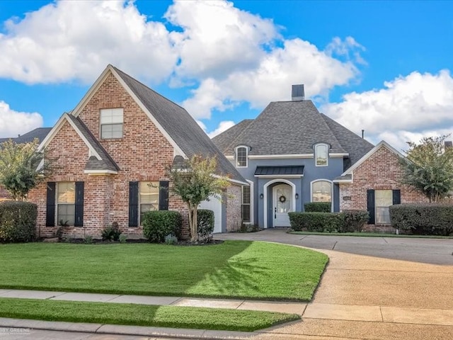 view of front of home featuring a front lawn