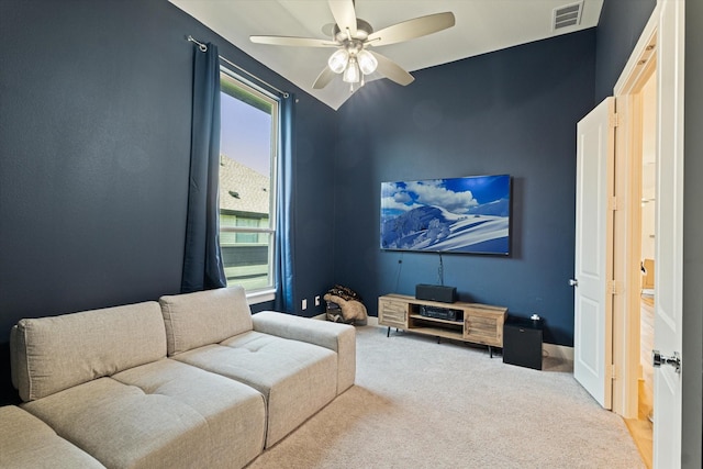 417 Sunnyridge Ln, Little Elm, TX 76227 - living room featuring carpet floors and ceiling fan