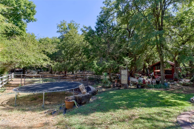 view of yard featuring a trampoline