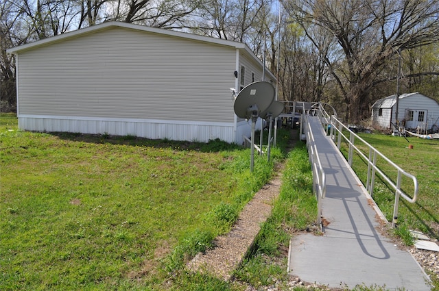 view of property exterior with a yard