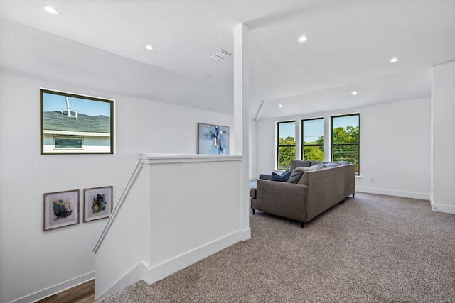 living room featuring carpet flooring