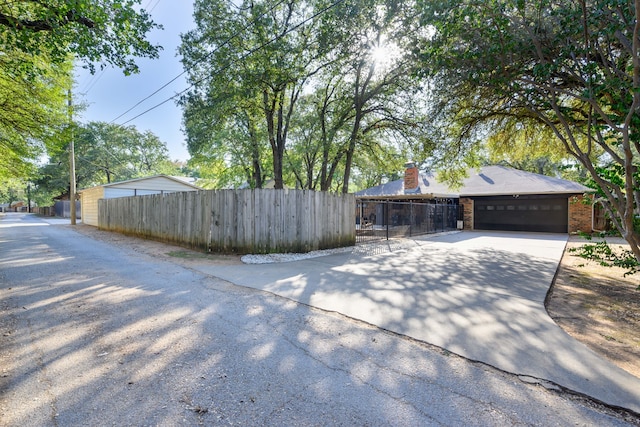 exterior space featuring a garage