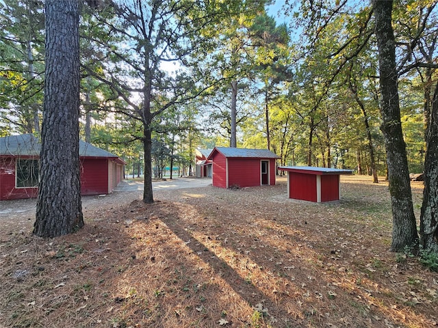 view of yard with a storage unit