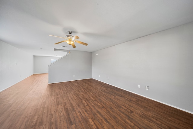 empty room featuring light hardwood / wood-style flooring and ceiling fan